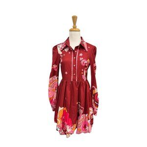 Kaimilan Red Printed Bubble Mini Dress Size 6